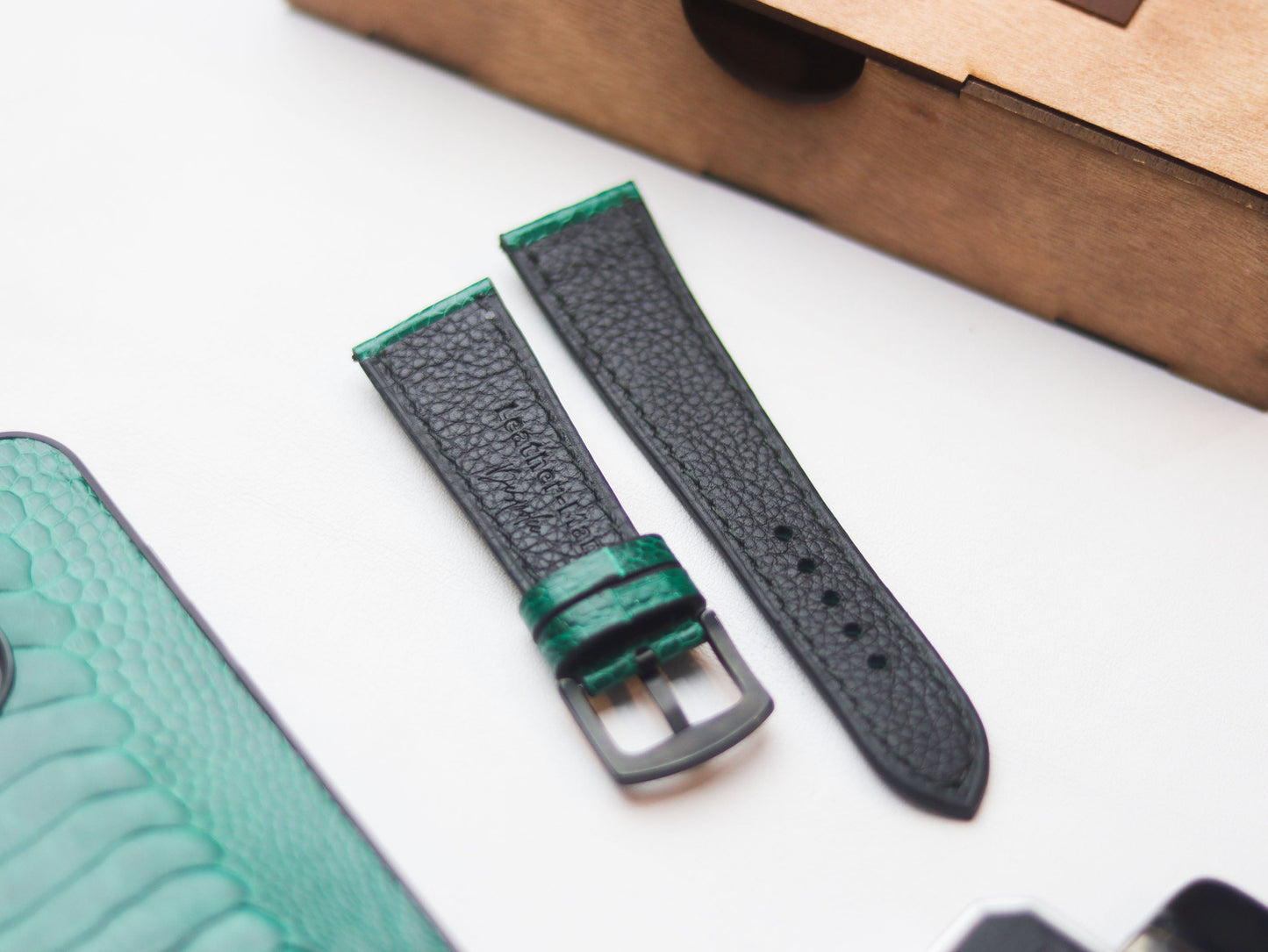 OSTRICH LEG SKIN WATCH STRAPS - EMERALD GREEN