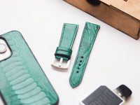 OSTRICH LEG SKIN WATCH STRAPS - EMERALD GREEN (KNEE SIDE)