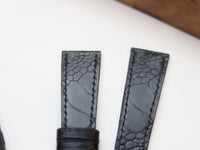 OSTRICH LEG SKIN WATCH STRAPS - RAVEN BLACK