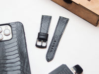 OSTRICH LEG SKIN WATCH STRAPS - RAVEN BLACK