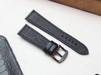 OSTRICH LEG SKIN WATCH STRAPS - RAVEN BLACK