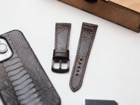 OSTRICH LEG SKIN WATCH STRAPS - PECAN BROWN