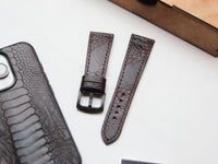 OSTRICH LEG SKIN WATCH STRAPS - PECAN BROWN