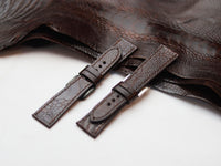 OSTRICH LEG SKIN WATCH STRAPS - PECAN BROWN