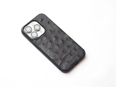 SHARK GRAY OSTRICH SKIN PHONE CASE (FOLLICLE)