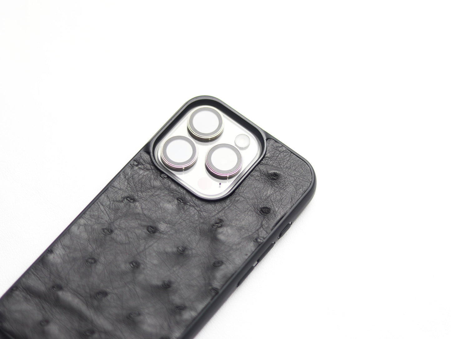 SHARK GRAY OSTRICH SKIN PHONE CASE (FOLLICLE)