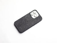 RAVEN BLACK OSTRICH SKIN PHONE CASE (NON-FOLLICLE)