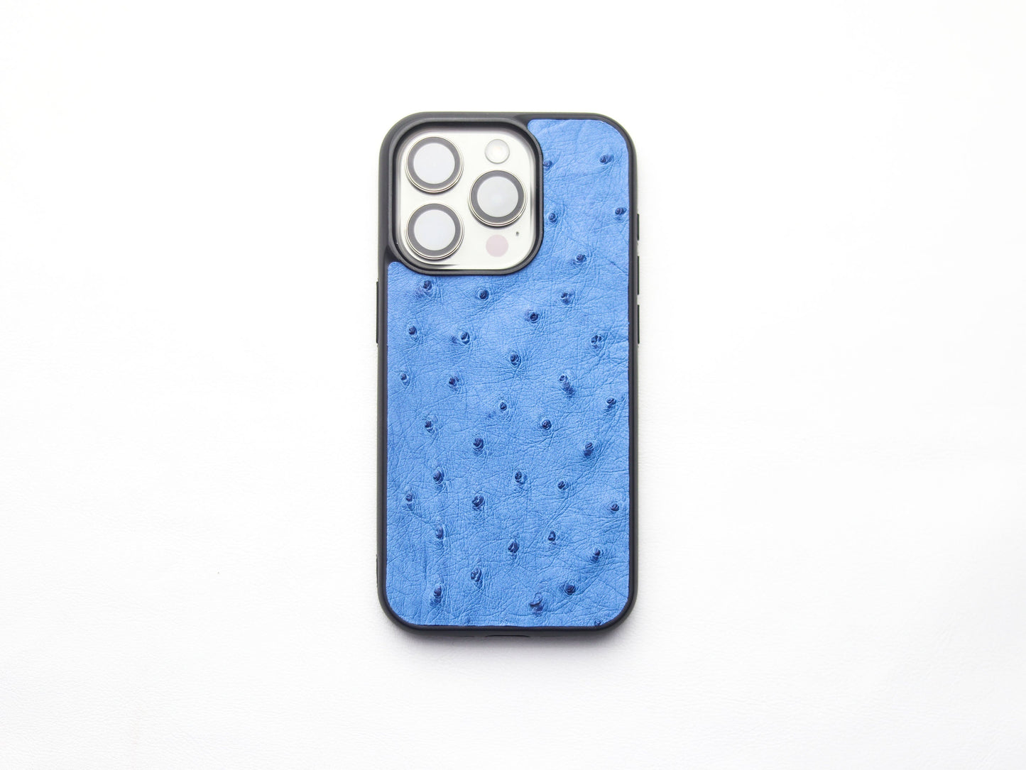 AZURE BLUE OSTRICH SKIN PHONE CASE (FOLLICLE)