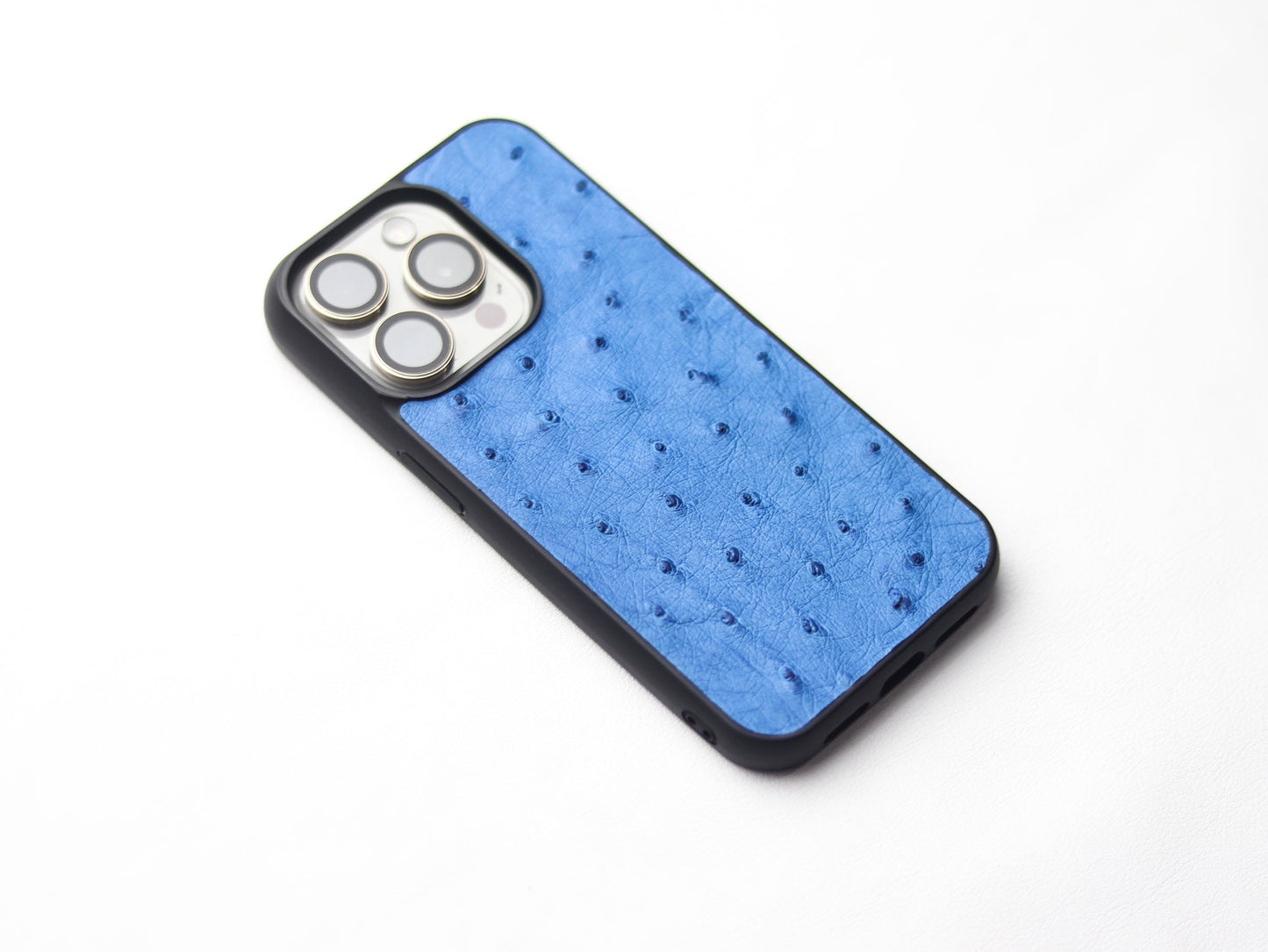 AZURE BLUE OSTRICH SKIN PHONE CASE (FOLLICLE)