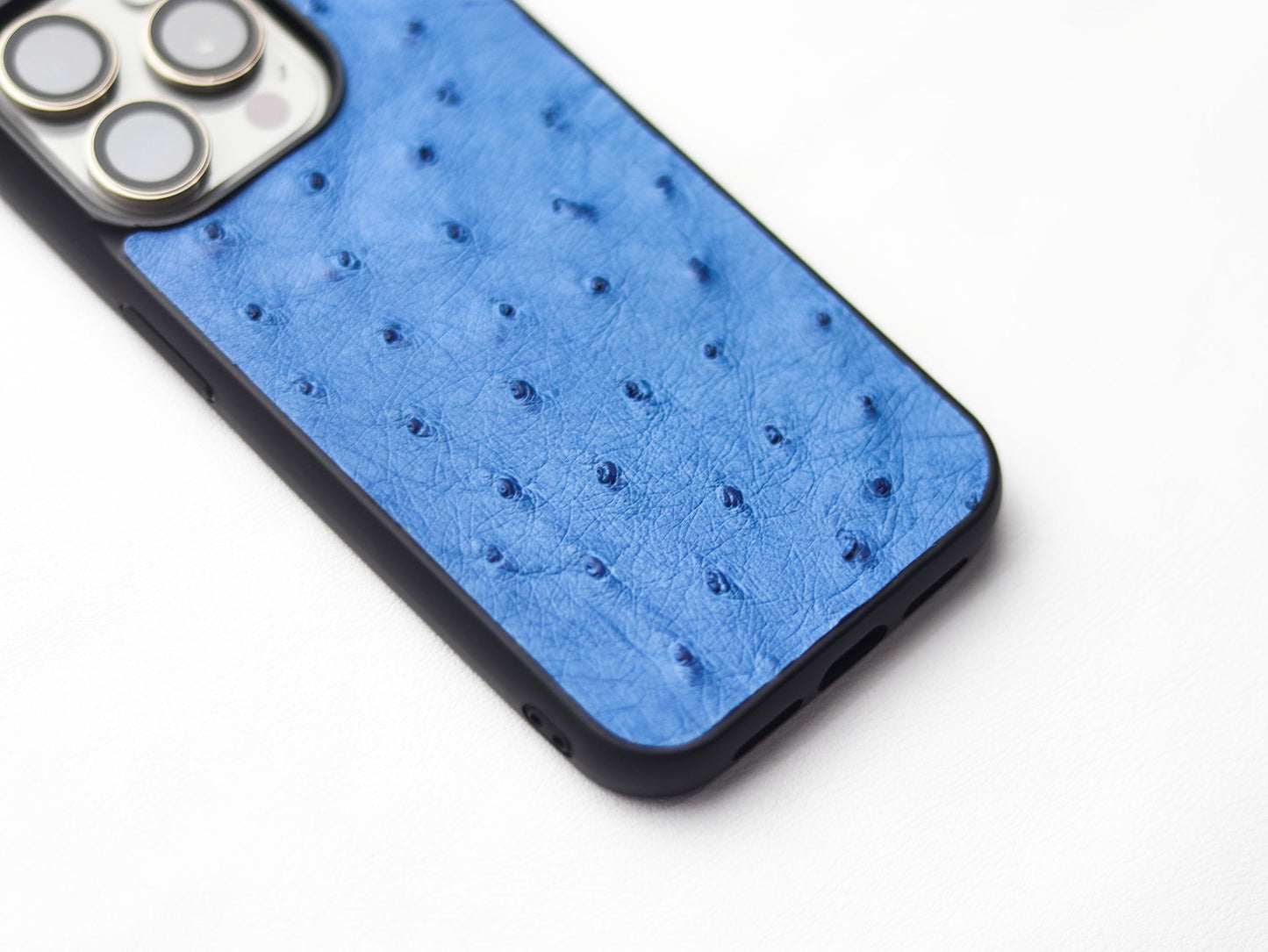 AZURE BLUE OSTRICH SKIN PHONE CASE (FOLLICLE)