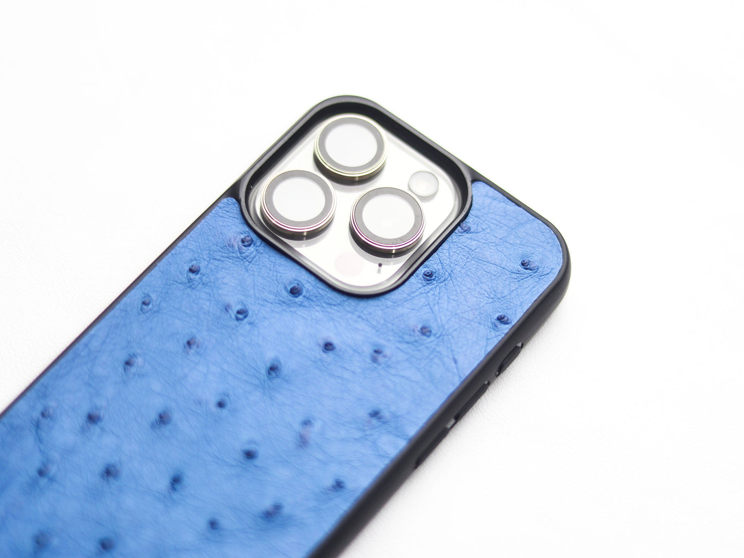 AZURE BLUE OSTRICH SKIN PHONE CASE (FOLLICLE)