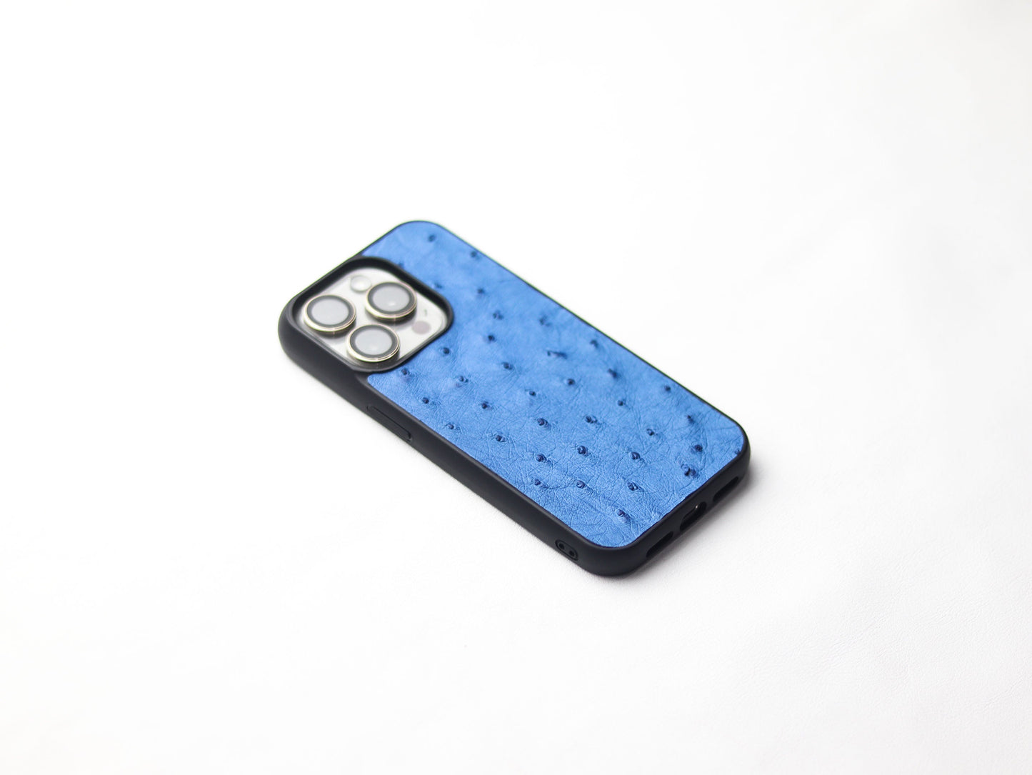 AZURE BLUE OSTRICH SKIN PHONE CASE (FOLLICLE)