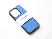 AZURE BLUE OSTRICH SKIN PHONE CASE (FOLLICLE)