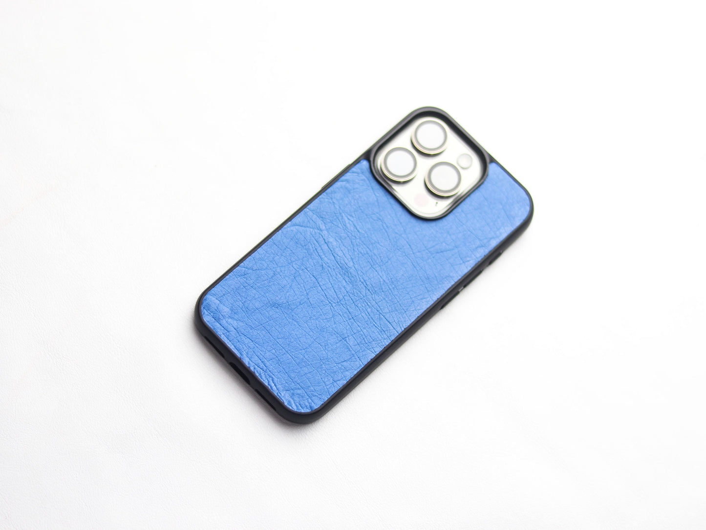 AZURE BLUE OSTRICH SKIN PHONE CASE (NON-FOLLICLE)