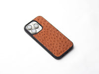 BRONZE BROWN OSTRICH SKIN PHONE CASE (FOLLICLE)