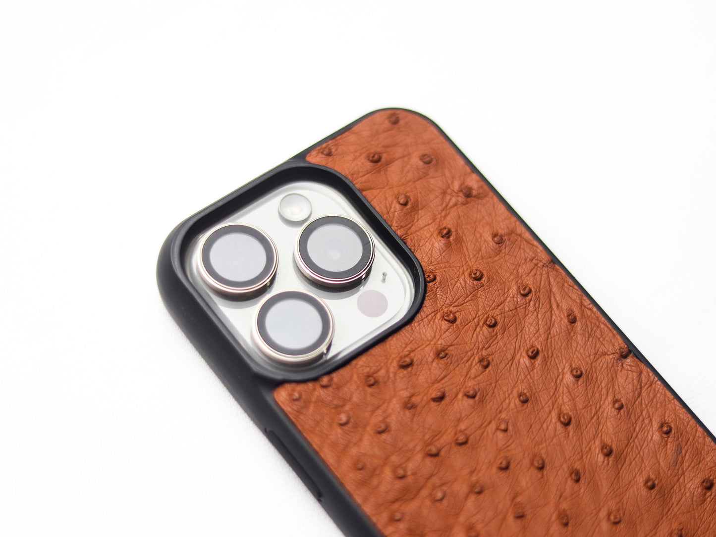 BRONZE BROWN OSTRICH SKIN PHONE CASE (FOLLICLE)