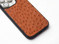 BRONZE BROWN OSTRICH SKIN PHONE CASE (FOLLICLE)