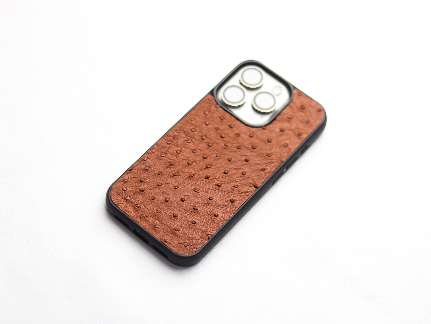 BRONZE BROWN OSTRICH SKIN PHONE CASE (FOLLICLE)