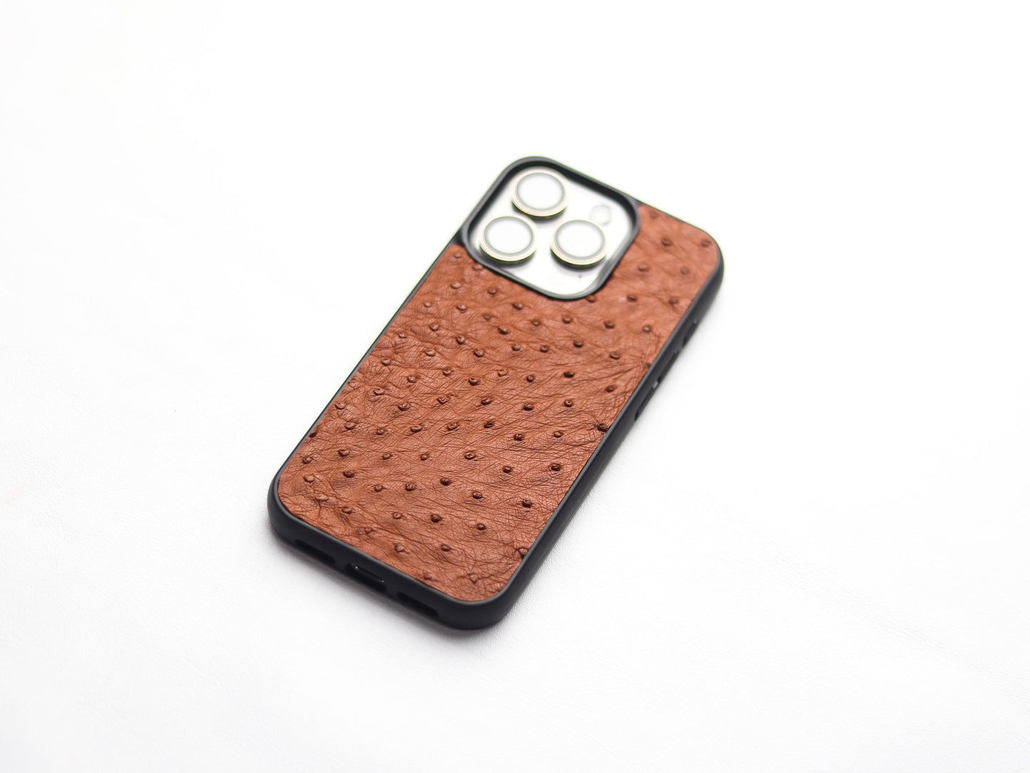 BRONZE BROWN OSTRICH SKIN PHONE CASE (FOLLICLE)