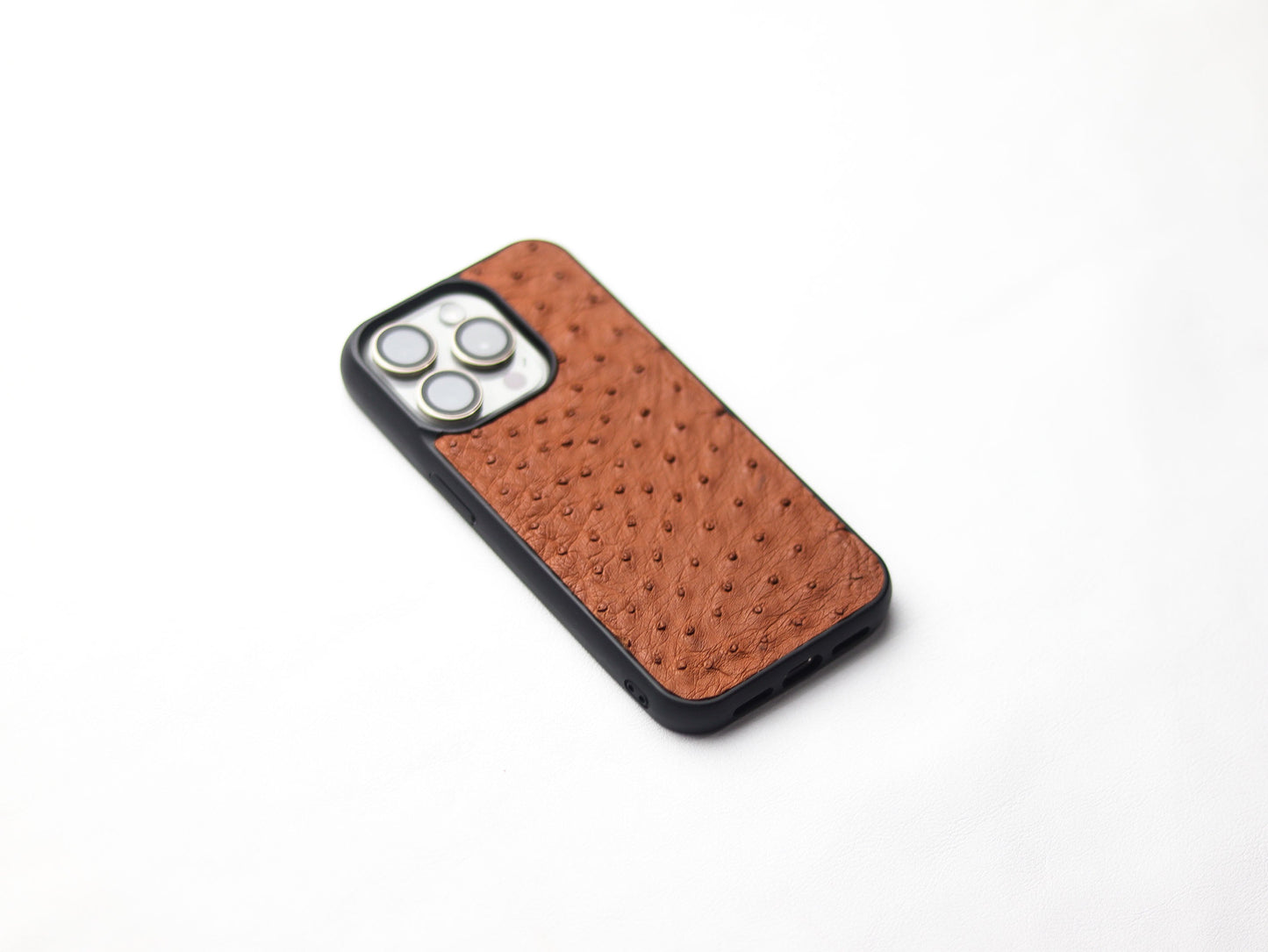 BRONZE BROWN OSTRICH SKIN PHONE CASE (FOLLICLE)