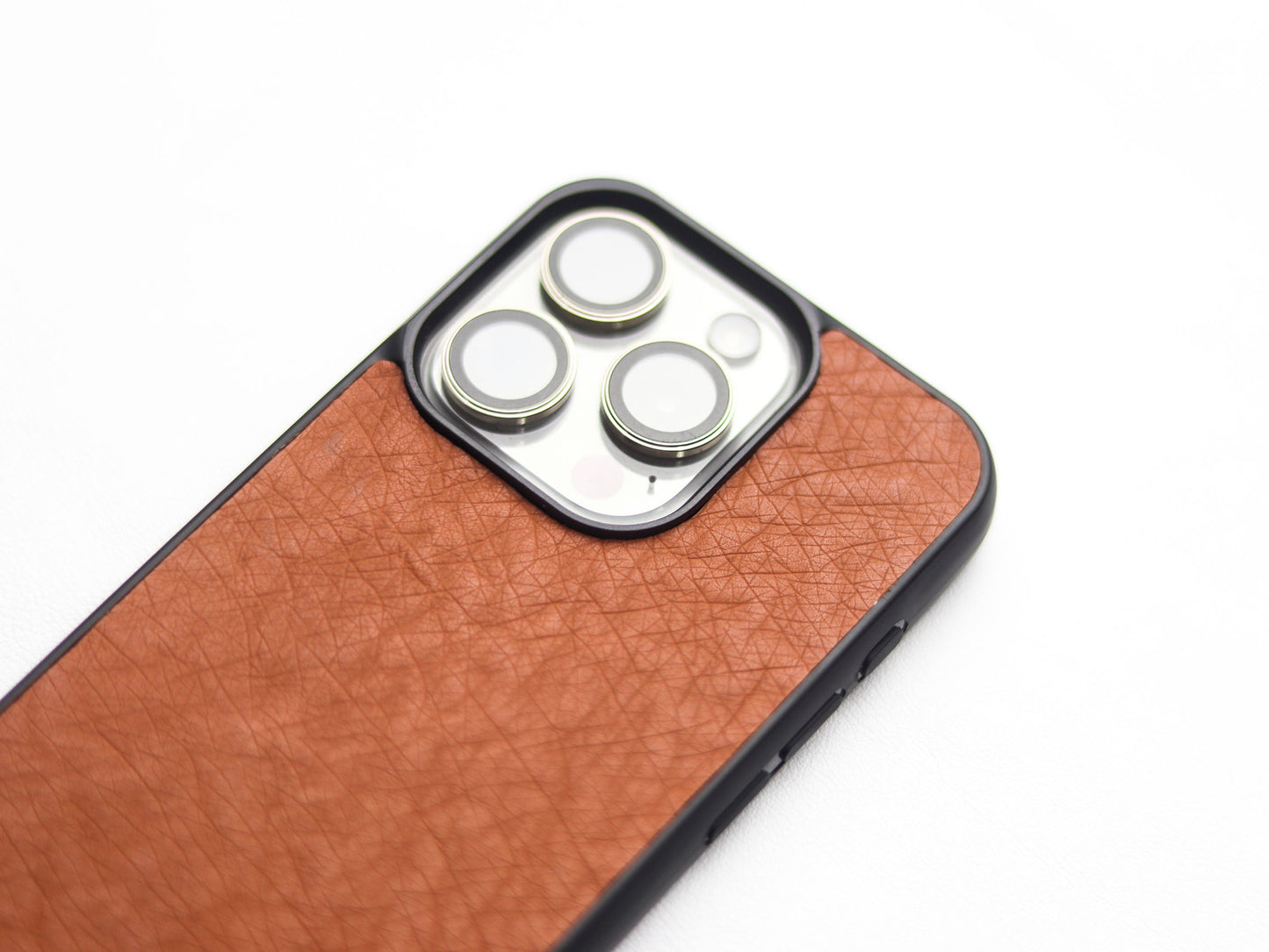 BRONZE BROWN OSTRICH SKIN PHONE CASE (NON-FOLLICLE)