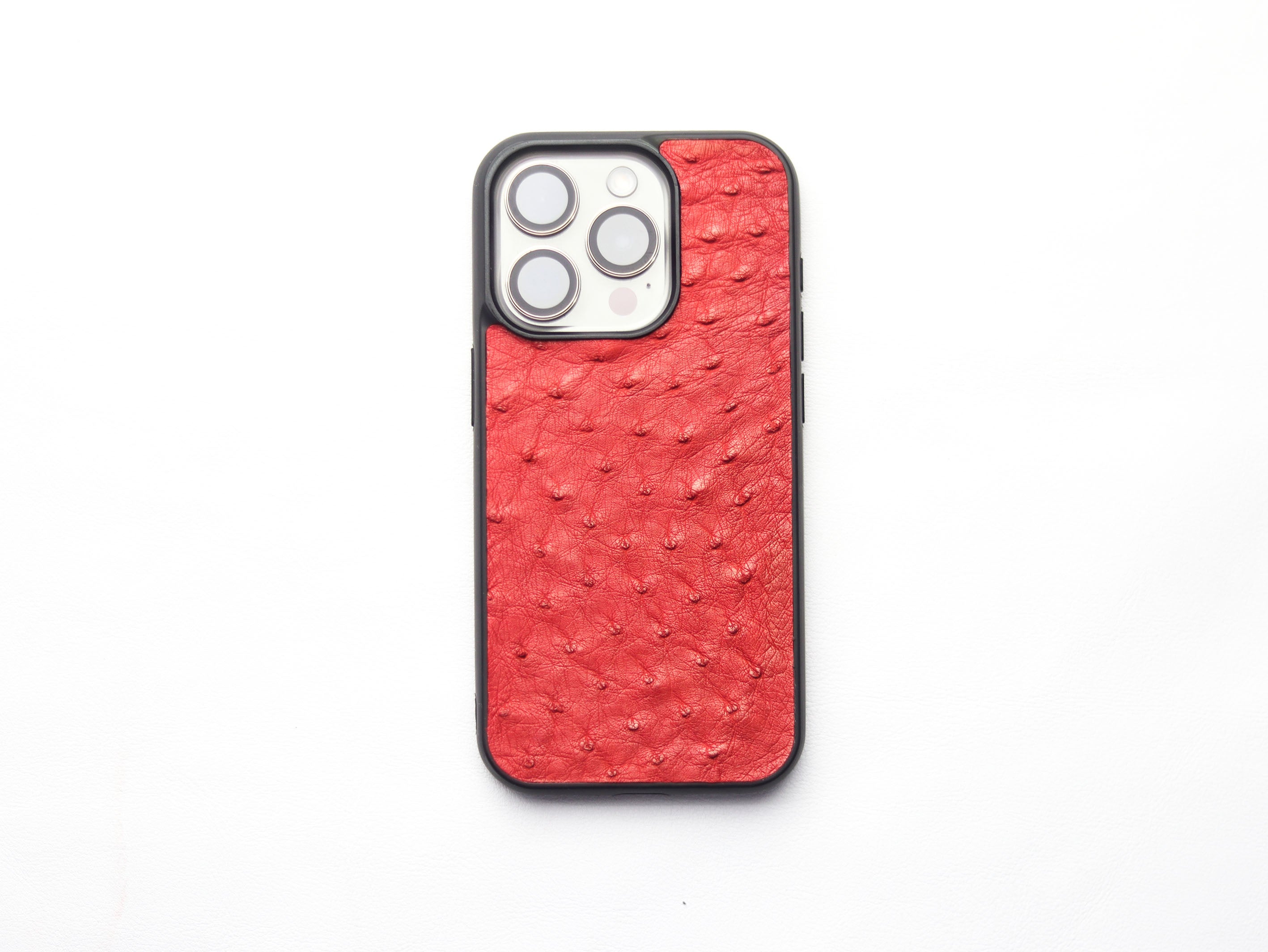 CLASSIC RED OSTRICH SKIN PHONE CASE (FOLLICLE)