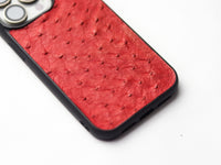 CLASSIC RED OSTRICH SKIN PHONE CASE (FOLLICLE)