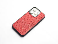 CLASSIC RED OSTRICH SKIN PHONE CASE (FOLLICLE)