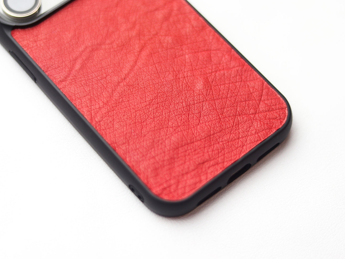 CLASSIC RED OSTRICH SKIN PHONE CASE (NON-FOLLICLE)