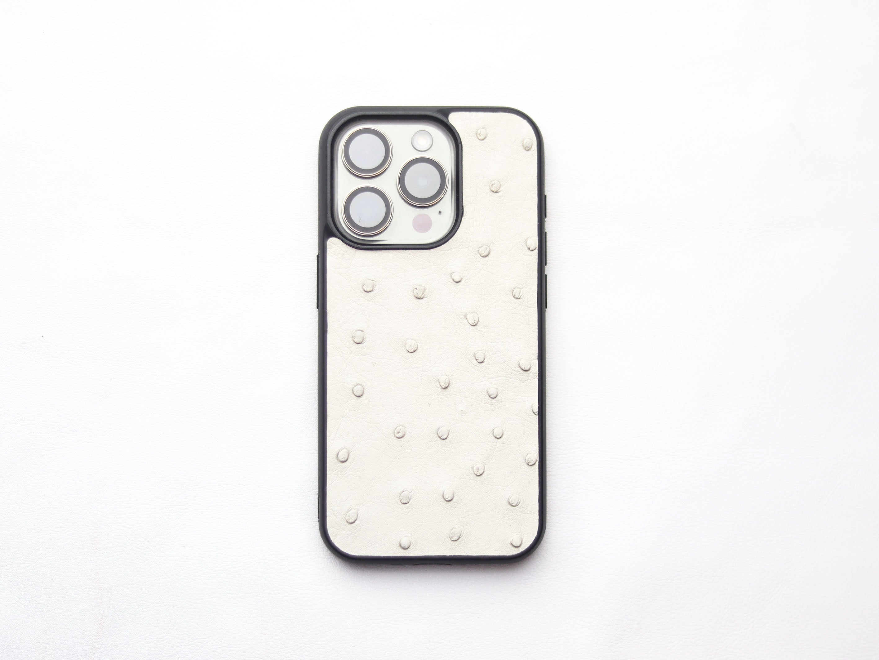 SERBING WHITE OSTRICH SKIN PHONE CASE (FOLLICLE)