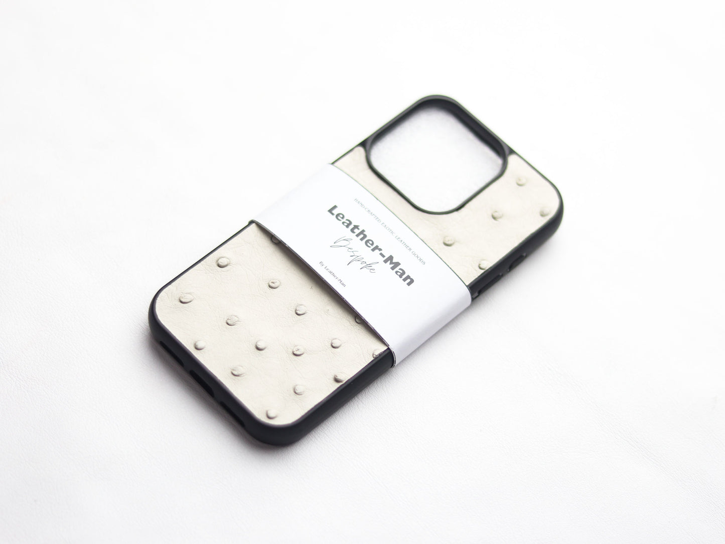 SERBING WHITE OSTRICH SKIN PHONE CASE (FOLLICLE)