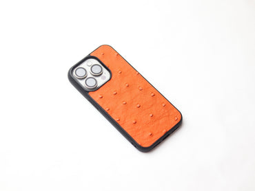 CARROT ORANGE OSTRICH SKIN PHONE CASE (FOLLICLE)