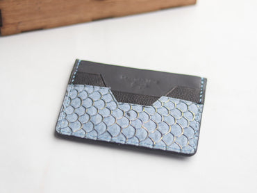 AUGUSTUS - MINIMAL WALLET DENIM BLUE TILAPIA FISH SKIN