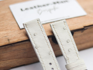 OSTRICH SKIN WATCH STRAPS - SERBING WHITE (FOLLICLE)