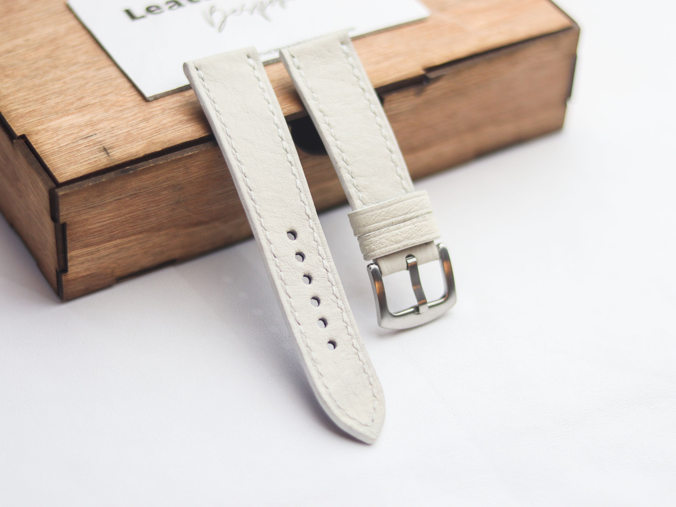 OSTRICH SKIN WATCH STRAPS - SERBING WHITE (NON-FOLLICLE)