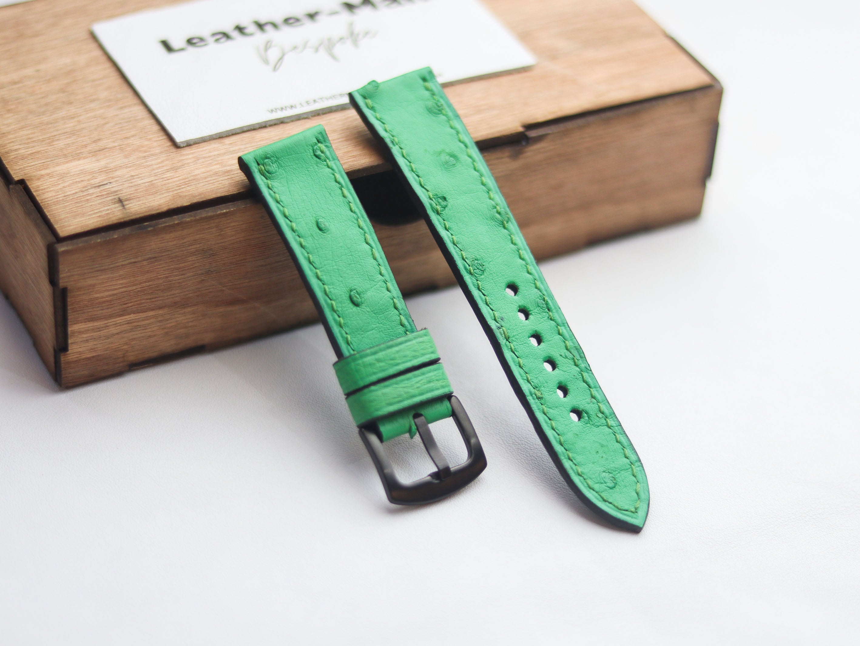 OSTRICH SKIN WATCH STRAPS - PARAKEET GREEN (FOLLICLE)