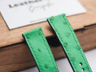 OSTRICH SKIN WATCH STRAPS - PARAKEET GREEN (FOLLICLE)