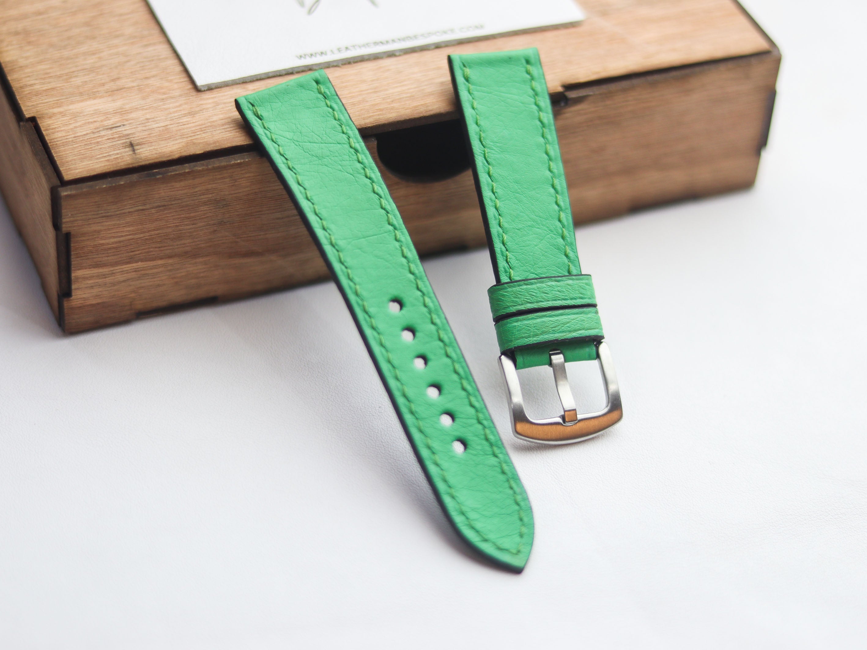 OSTRICH SKIN WATCH STRAPS - PARAKEET GREEN (NON-FOLLICLE)