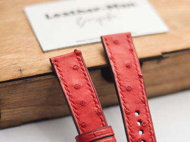 OSTRICH SKIN WATCH STRAPS - CLASSIC RED (FOLLICLE)