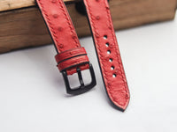 OSTRICH SKIN WATCH STRAPS - CLASSIC RED (FOLLICLE)