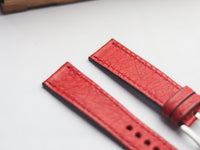 OSTRICH SKIN WATCH STRAPS - CLASSIC RED (NON-FOLLICLE)