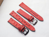 OSTRICH SKIN WATCH STRAPS - CLASSIC RED (NON-FOLLICLE)