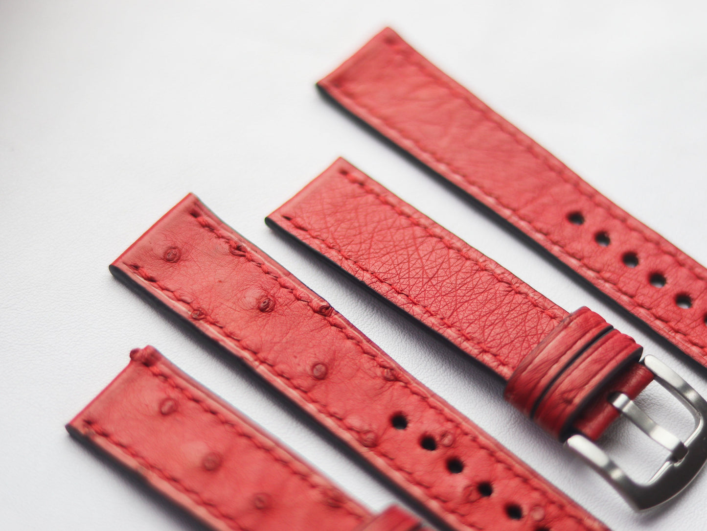 OSTRICH SKIN WATCH STRAPS - CLASSIC RED (NON-FOLLICLE)