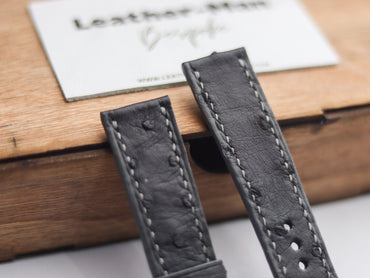 OSTRICH SKIN WATCH STRAPS - SHARK GRAY (FOLLICLE)