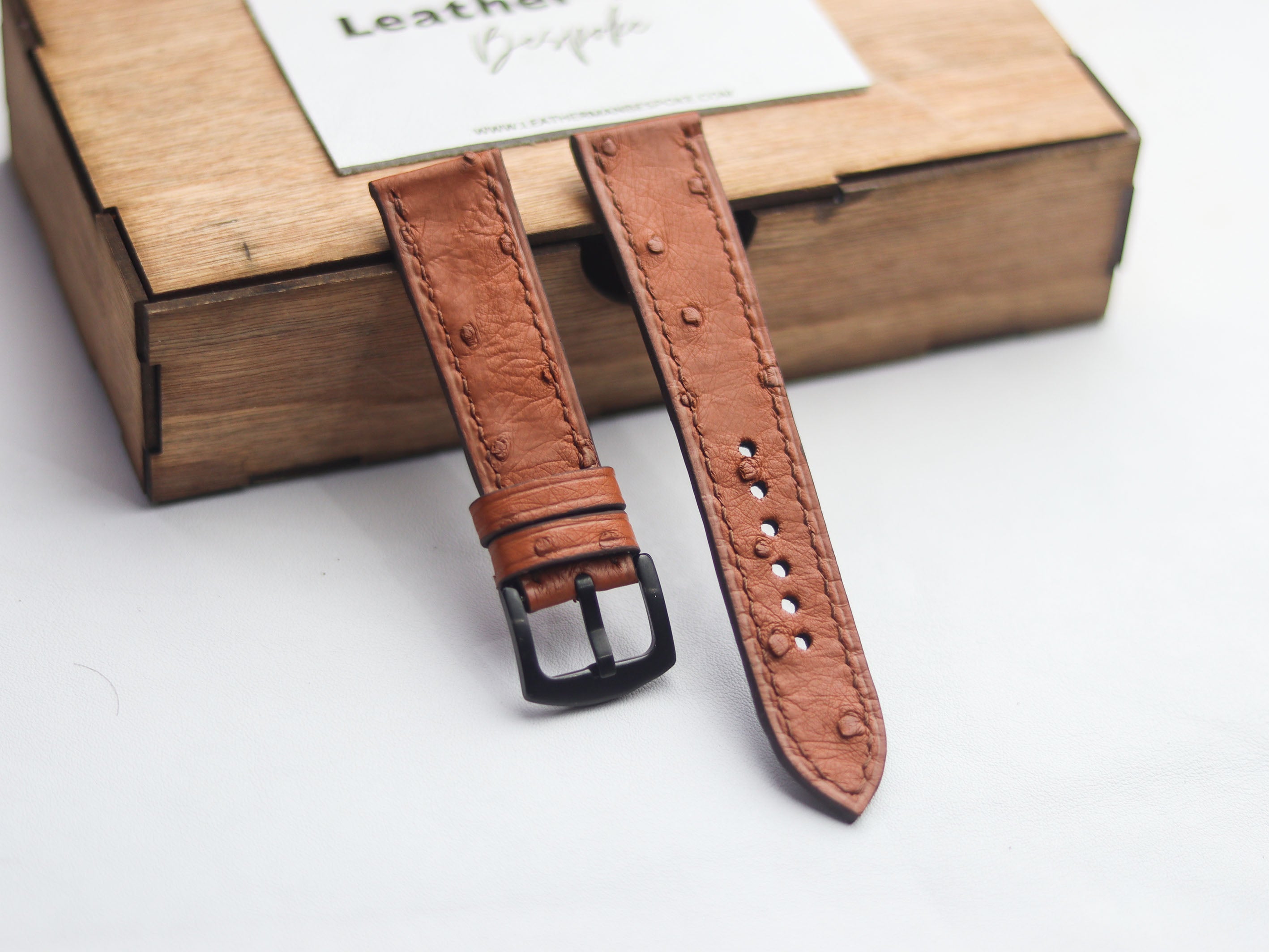 OSTRICH SKIN WATCH STRAPS - BRONZE BROWN (FOLLICLE)