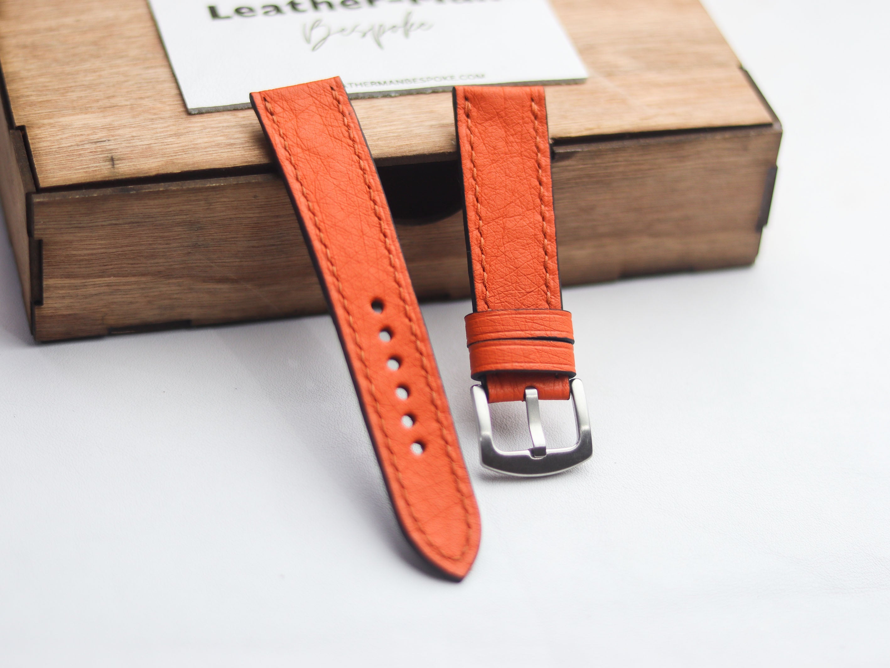 OSTRICH SKIN WATCH STRAPS - CARROT ORANGE (NON-FOLLICLE)