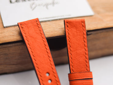 OSTRICH SKIN WATCH STRAPS - CARROT ORANGE (NON-FOLLICLE)