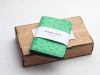 ARTEMUS - BIFOLD CARD WALLET PARAKEET GREEN OSTRICH SKIN