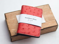 ARTEMUS - BIFOLD CARD WALLET CLASSIC RED OSTRICH SKIN