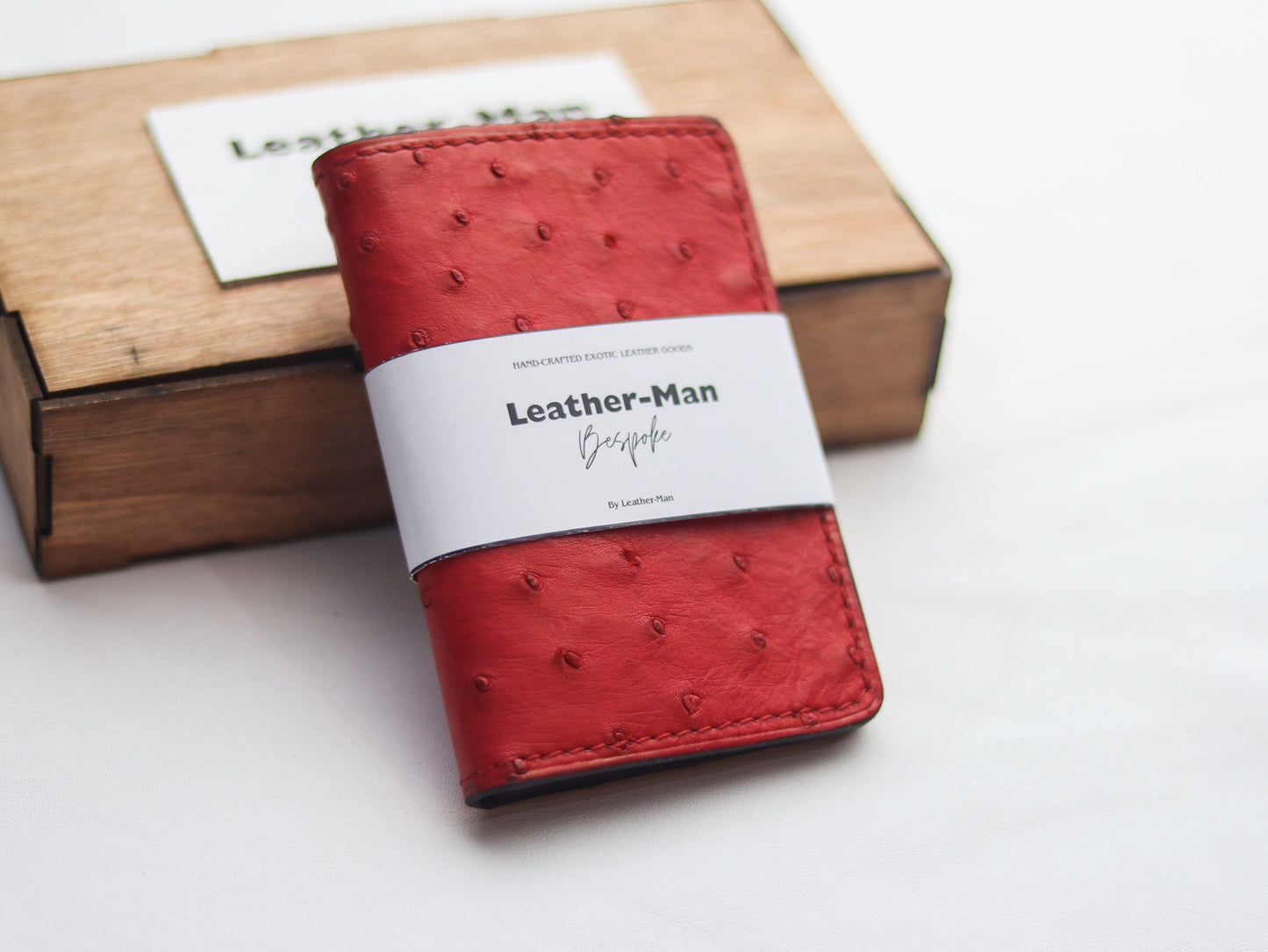 ARTEMUS - BIFOLD CARD WALLET CLASSIC RED OSTRICH SKIN